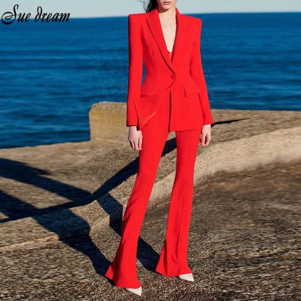 women's two piece pants 2021 autumn fashion temperament lapel one-button long-sleeved set two-piece high-waist flared trousers sets, White
women's two piece pants 2021 autumn fashion temperament lapel one-button long-sleeved set two-piece high-waist flared trousers sets, White