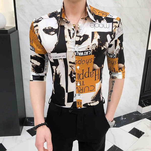 men's casual shirts estilo britnico impresso digital camisa masculina primavera vero meia manga camisas casuais dos homens ajuste fino, White;black
men's casual shirts estilo britnico impresso digital camisa masculina primavera vero meia manga camisas casuais dos homens ajuste fino, White;black