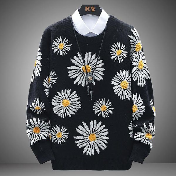 men's sweaters 2021 o neck sweater men high-quality brand loose pullover flower pattern casual warm knitted winter clothes, White;black
men's sweaters 2021 o neck sweater men high-quality brand loose pullover flower pattern casual warm knitted winter clothes, White;black