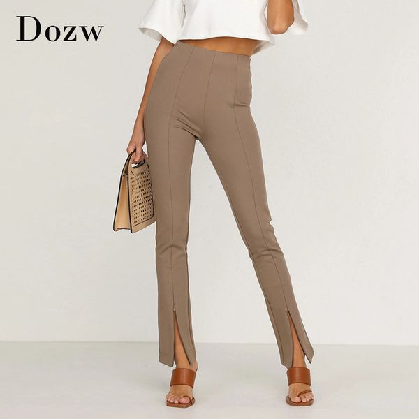 women fashion stretch pencil pants high waist chic split trousers solid casual long pants bottoms pantalones mujer 210414, Black;white
women fashion stretch pencil pants high waist chic split trousers solid casual long pants bottoms pantalones mujer 210414, Black;white