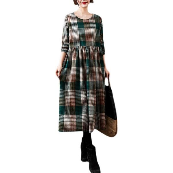casual dresses 2021 autumn chic women loose long sleeve o neck empire waist plaids dress, Black;gray
casual dresses 2021 autumn chic women loose long sleeve o neck empire waist plaids dress, Black;gray