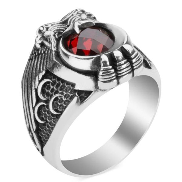 crescent star motif ring zircon gemstone double eagle claw men 925k silver vintage handmade jewelery cluster rings, Golden;silver
crescent star motif ring zircon gemstone double eagle claw men 925k silver vintage handmade jewelery cluster rings, Golden;silver