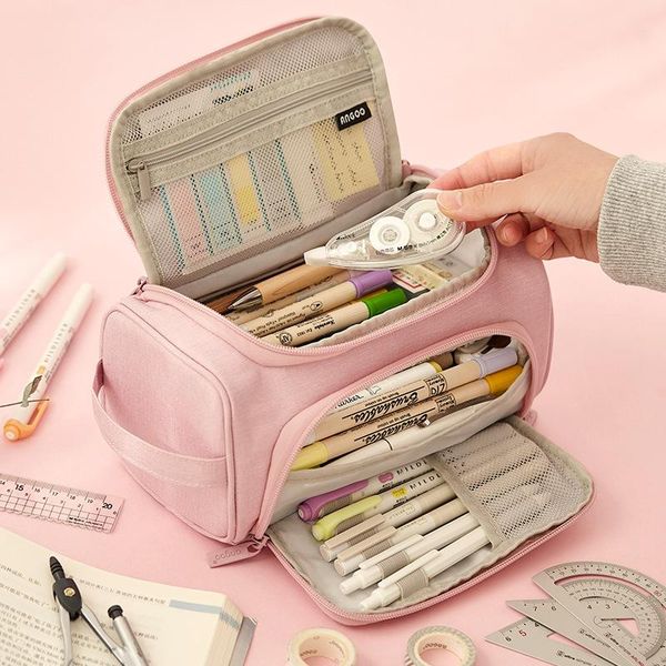pencil bags dual open window pen case bag multi slot side pocket handle storage pouch organizer for stationery school f464 
pencil bags dual open window pen case bag multi slot side pocket handle storage pouch organizer for stationery school f464