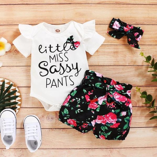 kids clothes set toddler short sleeve letter print romper+floral shorts+headband baby girl vestiti neonata clothing sets, White
kids clothes set toddler short sleeve letter print romper+floral shorts+headband baby girl vestiti neonata clothing sets, White