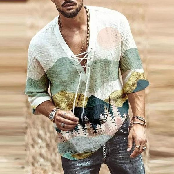 men's t-shirts summer men fashion landscape printing tee shirt casual half sleeve t shirts 2021 retro drawstring v-neck loose pullover, White;black
men's t-shirts summer men fashion landscape printing tee shirt casual half sleeve t shirts 2021 retro drawstring v-neck loose pullover, White;black