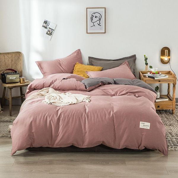 bedding sets solid pink cotton twin full  double duvet cover luxury fashion flat sheet pillow cases gray bedclothes 
bedding sets solid pink cotton twin full  double duvet cover luxury fashion flat sheet pillow cases gray bedclothes