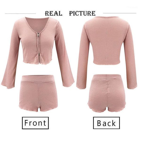 two piece outfits v neck long sleeve knitted zipper crop +shorts women ribbed set summer mini casual shorts women's tracksuits, Gray
two piece outfits v neck long sleeve knitted zipper crop +shorts women ribbed set summer mini casual shorts women's tracksuits, Gray