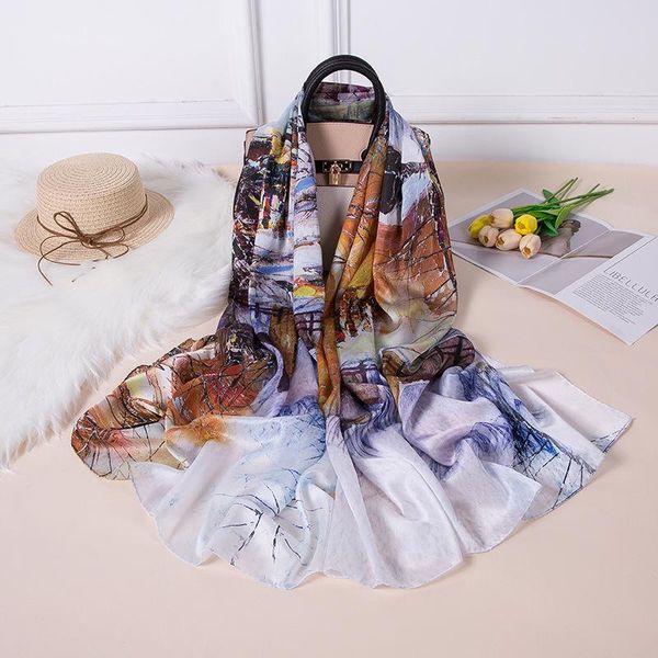 scarves 2021 silk scarf women winter oil painting house print satin long sunscreen shawl head headwraps for, Blue;gray
scarves 2021 silk scarf women winter oil painting house print satin long sunscreen shawl head headwraps for, Blue;gray