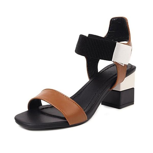 summer pu color matching high heels sandals 2021 office casual women shoes open toe thick ankle strap footwear, Black
summer pu color matching high heels sandals 2021 office casual women shoes open toe thick ankle strap footwear, Black