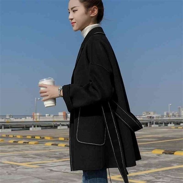 double sided women's lace up 2021 spring and autumn new hepburn style short man thin wool coat fashion, Black
double sided women's lace up 2021 spring and autumn new hepburn style short man thin wool coat fashion, Black