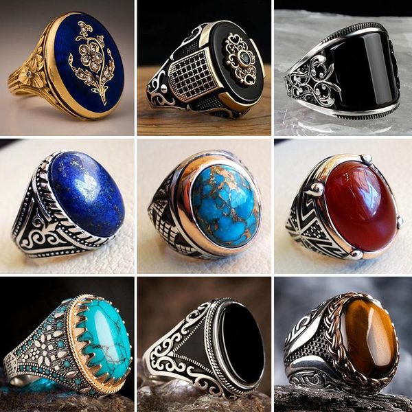 cluster rings vintage punk black zircon silver color for men gifts fashion male domineering ring large round stone jewelry wholesale, Golden;silver
cluster rings vintage punk black zircon silver color for men gifts fashion male domineering ring large round stone jewelry wholesale, Golden;silver