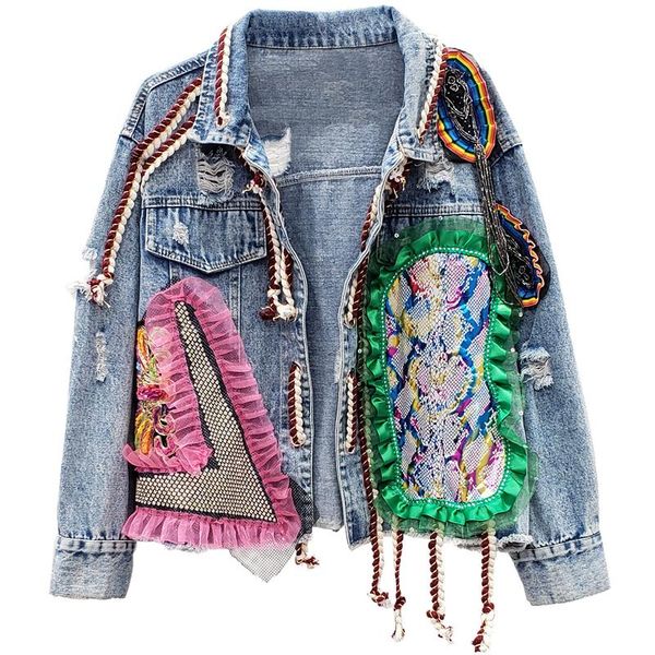 women's jackets autumn streetwear denim jacket women hand-studded pearls punk tassel veste femme loose short jeans coat korean harajuku, Black;brown
women's jackets autumn streetwear denim jacket women hand-studded pearls punk tassel veste femme loose short jeans coat korean harajuku, Black;brown