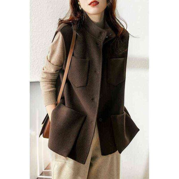 2021 spring and autumn fashion new style large pocket, loose work clothes, high-grade black wool vest coat, female
2021 spring and autumn fashion new style large pocket, loose work clothes, high-grade black wool vest coat, female