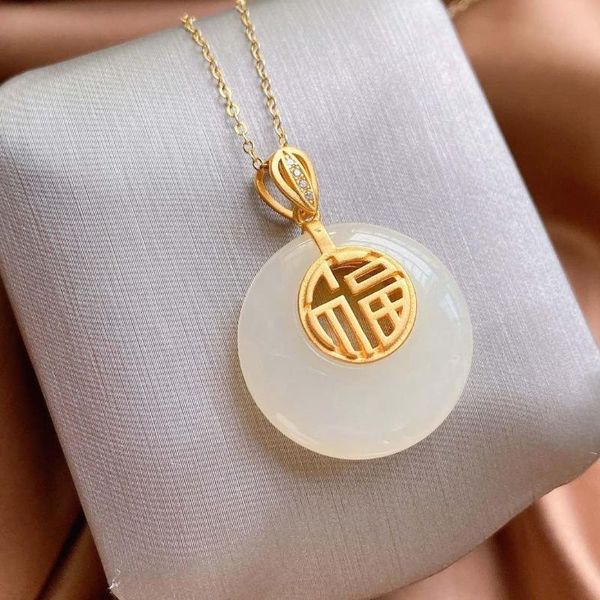 chains silver inlaid natural hetian white jade chinese "fu" pendant necklace with unique ancient gold craft charm women's bra
chains silver inlaid natural hetian white jade chinese "fu" pendant necklace with unique ancient gold craft charm women's bra