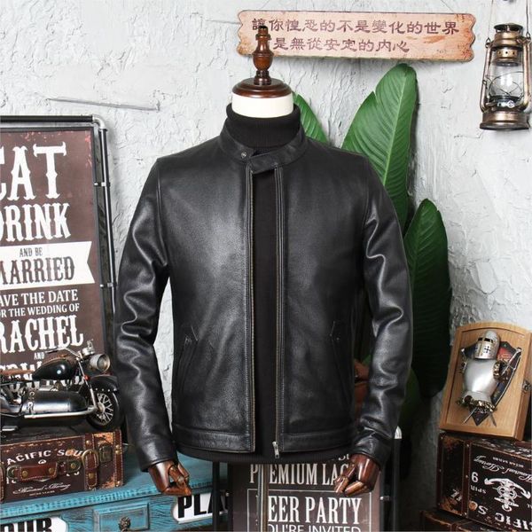 stand embossed leather short collar jacket men's genuine clothes full-grain cow & faux, Black
stand embossed leather short collar jacket men's genuine clothes full-grain cow & faux, Black