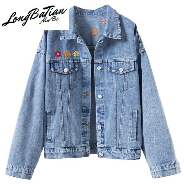 women's jackets spring and autumn plus size wash vintage embroidery long sleeve denim women big pocket casual female jean jacket, Black;brown
women's jackets spring and autumn plus size wash vintage embroidery long sleeve denim women big pocket casual female jean jacket, Black;brown