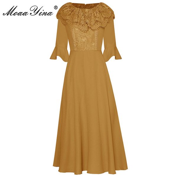 fashion designer dress spring women's dress 3/4 flare sleeve lace ruffles elegant slim dresses 210524, Black;gray
fashion designer dress spring women's dress 3/4 flare sleeve lace ruffles elegant slim dresses 210524, Black;gray