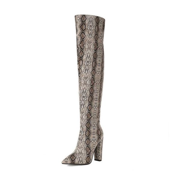 boots 2021 autumn and winter women's european american snake-print leather pointed thick high-heeled over-the-knee, Black
boots 2021 autumn and winter women's european american snake-print leather pointed thick high-heeled over-the-knee, Black