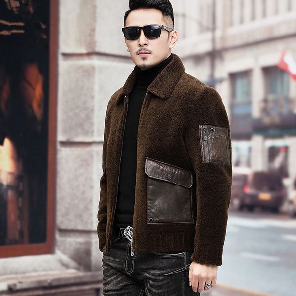 men's leather & faux winter jacket men real fur coat sheep shearling 100% wool casual suede plus size erkek mont my kxur, Black
men's leather & faux winter jacket men real fur coat sheep shearling 100% wool casual suede plus size erkek mont my kxur, Black