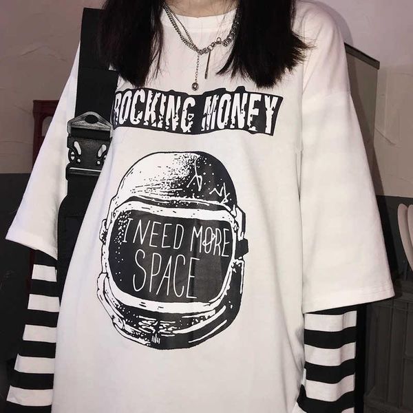 women's t-shirt autumn fake two pieces tshirt casual letter printed o-neck stripe tees patchwork oversized t-shirts women long sleeve b, White
women's t-shirt autumn fake two pieces tshirt casual letter printed o-neck stripe tees patchwork oversized t-shirts women long sleeve b, White