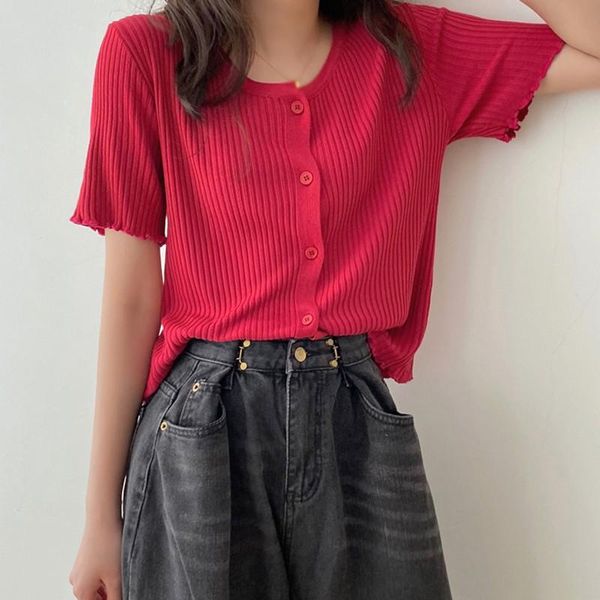 women's t-shirt 2021 summer vintage o-neck button section knitted casual women tee harajuku crop thin short sleeve cardigan, White
women's t-shirt 2021 summer vintage o-neck button section knitted casual women tee harajuku crop thin short sleeve cardigan, White
