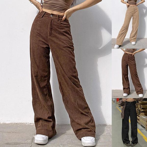 women high waist pockets solid color corduroy straight pants wide leg trousers outswear clothing women's & capris, Black;white
women high waist pockets solid color corduroy straight pants wide leg trousers outswear clothing women's & capris, Black;white