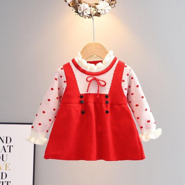 girl's dresses sweet autumn girls princess kids children baby infants knited dress button long sleeve dot polka knitwear vestido s12874, Red;yellow
girl's dresses sweet autumn girls princess kids children baby infants knited dress button long sleeve dot polka knitwear vestido s12874, Red;yellow
