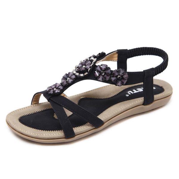 bohemian summer sandals sweet womens flowers flat ankle strap ladies sandalias rhinestones casual flats, Black
bohemian summer sandals sweet womens flowers flat ankle strap ladies sandalias rhinestones casual flats, Black