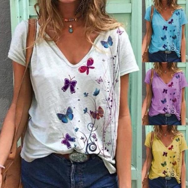 women's t-shirt 2021 summer plus size t shirt women butterfly print casual female tee beach lady short sleeve v neck shirts camisas, White
women's t-shirt 2021 summer plus size t shirt women butterfly print casual female tee beach lady short sleeve v neck shirts camisas, White
