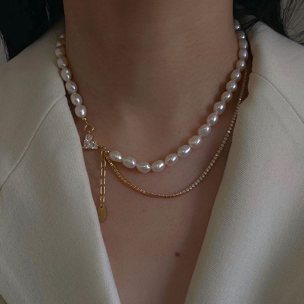 diamond inlaid love pearl necklace fashion east gate simple temperament net red clavicle chain personality pendant, Black
diamond inlaid love pearl necklace fashion east gate simple temperament net red clavicle chain personality pendant, Black
