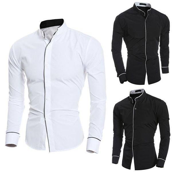 men's suit bottoming shirt personality solid color youth long-sleeve casual shirts, White;black
men's suit bottoming shirt personality solid color youth long-sleeve casual shirts, White;black