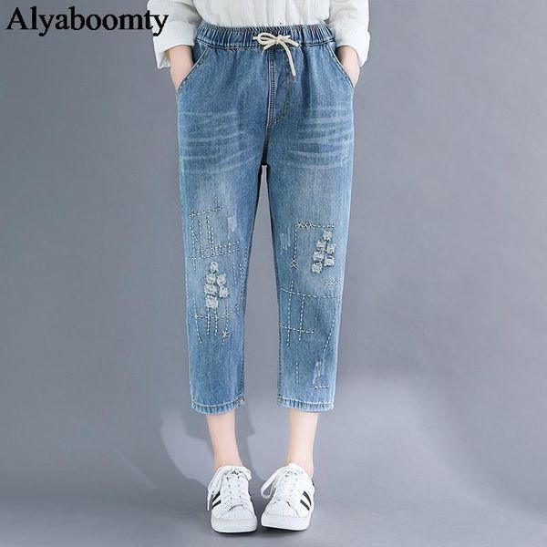 korean spring summer women blue denim capris drawstring high waist ripped holes female trousers elegant plus size jeans women's
korean spring summer women blue denim capris drawstring high waist ripped holes female trousers elegant plus size jeans women's
