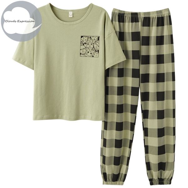 summer women pajamas sets soft nightwear cotton short sleeved pyjamas plaid print sleepwear female pijamas mujer home fashion 210809, Black;red
summer women pajamas sets soft nightwear cotton short sleeved pyjamas plaid print sleepwear female pijamas mujer home fashion 210809, Black;red