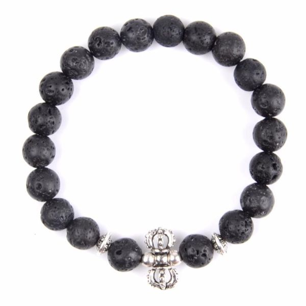 beaded, strands design 2021 fashion bracelet for women men natural stone lava bead bracelets jewelry pulseira feminina bileklik wholesale, Black