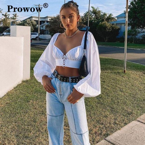 women's blouses & shirts long puff sleeve lace up cropped white blouse women square neck front buckle bandage slim cardigan ladies shor 
women's blouses & shirts long puff sleeve lace up cropped white blouse women square neck front buckle bandage slim cardigan ladies shor