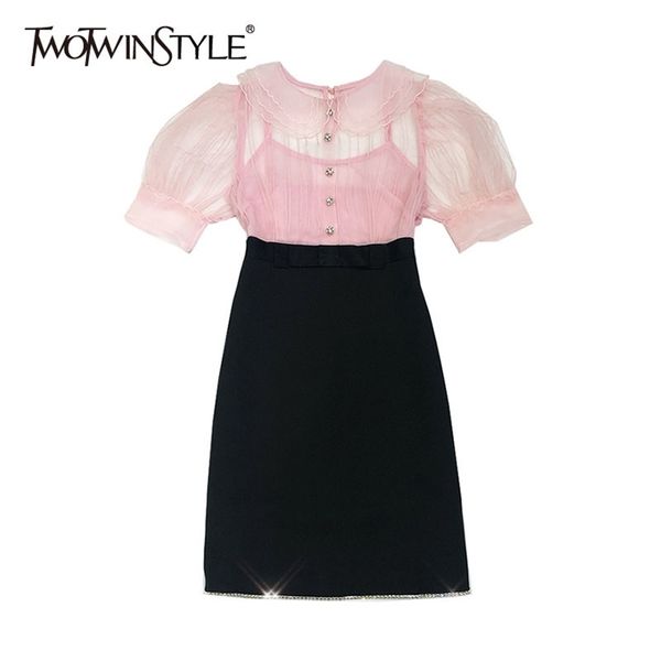 sweet patchwork diamond dress for women lapel short sleeve hit color elegant dresses female fashion clothing 210520, Black;gray
sweet patchwork diamond dress for women lapel short sleeve hit color elegant dresses female fashion clothing 210520, Black;gray