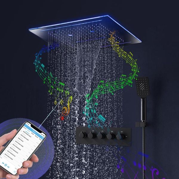 bluetooth music led shower set 16inch waterfall rain head tap bathroom thermostatic faucets black system sets
bluetooth music led shower set 16inch waterfall rain head tap bathroom thermostatic faucets black system sets