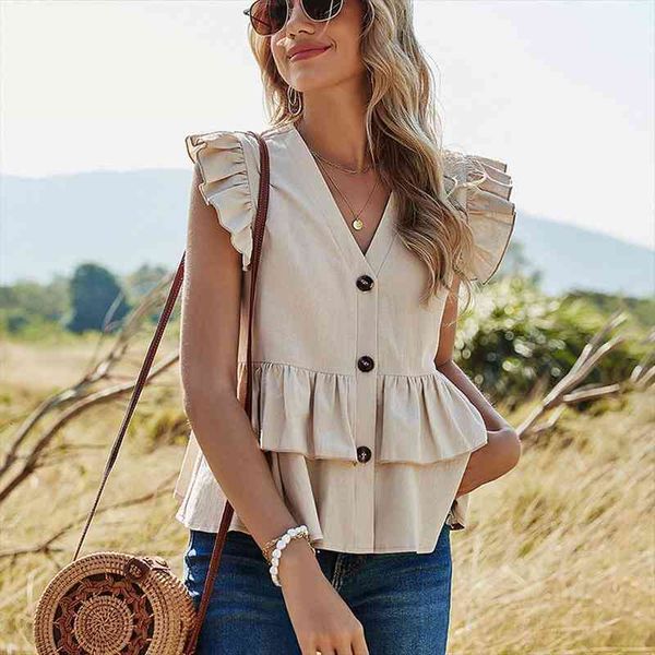 summer sleeveless ruffle button blouses women casual solid pleated v-neck shirts cotton fashion office ladies, White
summer sleeveless ruffle button blouses women casual solid pleated v-neck shirts cotton fashion office ladies, White