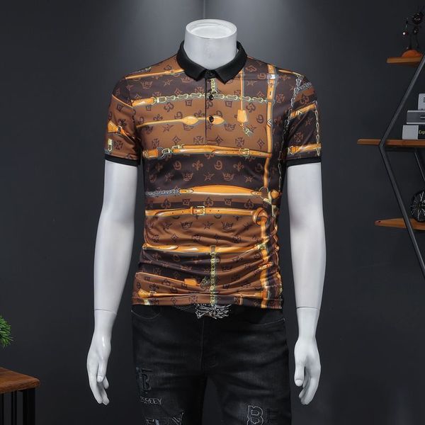 men's polos luxury black gold men short sleeve fashion lapel trend printed polo shirt hrws, White;black
men's polos luxury black gold men short sleeve fashion lapel trend printed polo shirt hrws, White;black
