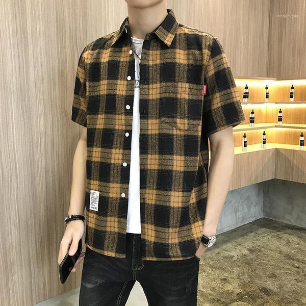 men's dress shirts plaid short sleeve shirt summer loose korean fashion casual cool clothes half, White;black
men's dress shirts plaid short sleeve shirt summer loose korean fashion casual cool clothes half, White;black