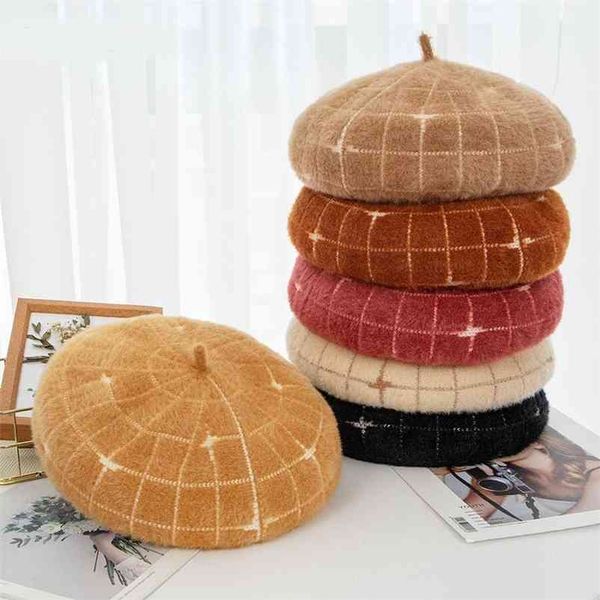 women berets female faux mink fur knitted caps brand winter beret lady painter bonnet hats 210429, Blue;gray
women berets female faux mink fur knitted caps brand winter beret lady painter bonnet hats 210429, Blue;gray