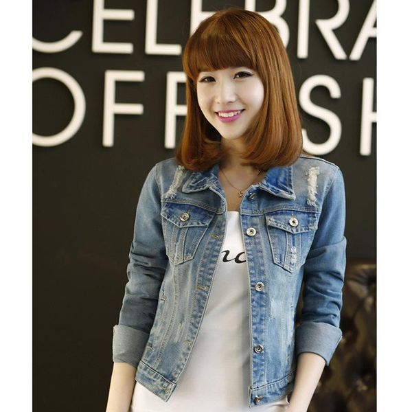 women's jackets plus size 5xl 6xl vintage women 2021 spring autum denim holes jeans coat turn-down collar outwear slim jacket jc169, Black;brown
women's jackets plus size 5xl 6xl vintage women 2021 spring autum denim holes jeans coat turn-down collar outwear slim jacket jc169, Black;brown