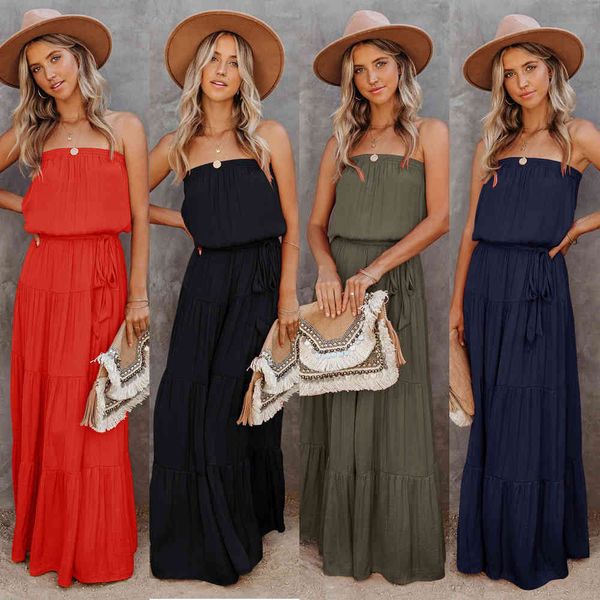 new women solid strapless summer beach party maxi dress sleeveless sashes layered ruffles cupcake dress robe femme vestidos 210423, Black;gray
new women solid strapless summer beach party maxi dress sleeveless sashes layered ruffles cupcake dress robe femme vestidos 210423, Black;gray