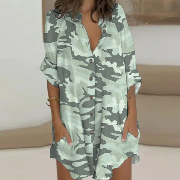 women's blouses & shirts summer lady short sleeve print loose elegant single breasted pocket streetwear casual v neck women irregular, White
women's blouses & shirts summer lady short sleeve print loose elegant single breasted pocket streetwear casual v neck women irregular, White
