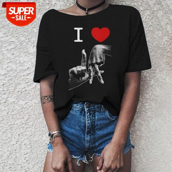 short-sleeved valentine's day printed love letters on fingers fun stitching ladies t-shirt #de0d, White
short-sleeved valentine's day printed love letters on fingers fun stitching ladies t-shirt #de0d, White