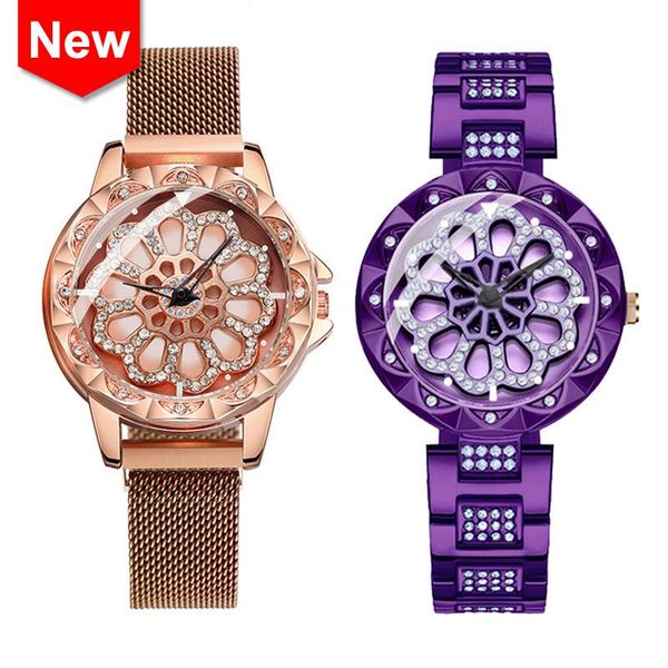 lucky rotating women watches diamond flower dial magnetic quartz wrist luxury rose gold ladies watch zegarek damski 2021 wristwatches, Slivery;brown
lucky rotating women watches diamond flower dial magnetic quartz wrist luxury rose gold ladies watch zegarek damski 2021 wristwatches, Slivery;brown