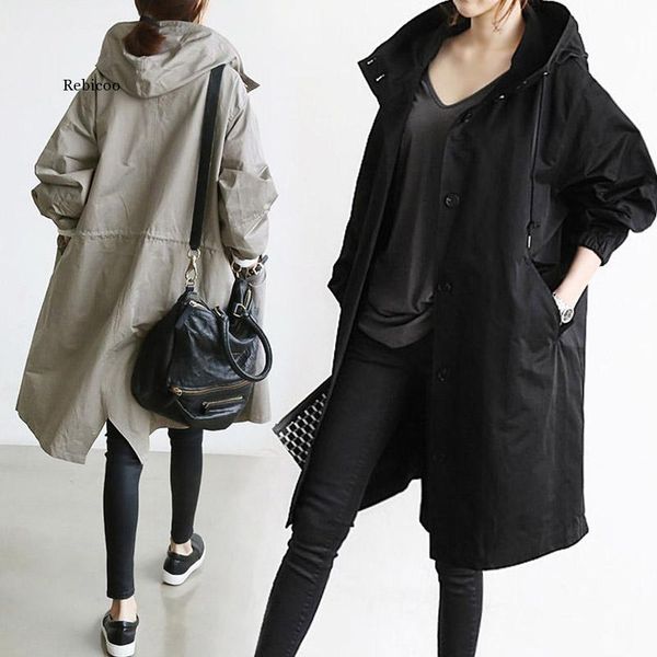 women's trench coats women solid color casual korean hooded loose autumn winter plus size outwear, Tan;black
women's trench coats women solid color casual korean hooded loose autumn winter plus size outwear, Tan;black