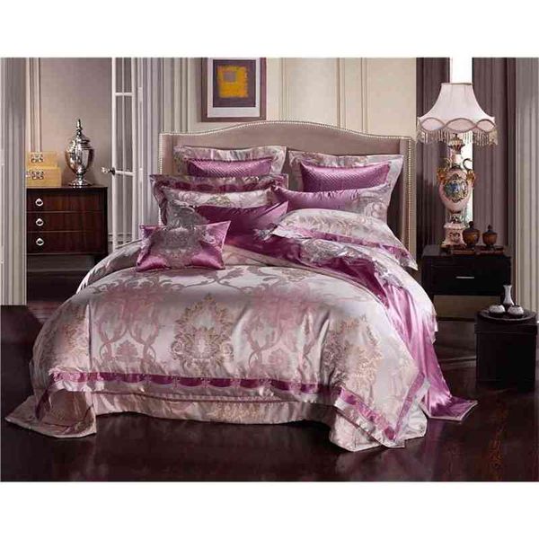 purple silver silk cotton satin jacquard luxury chinese king size bedding bed sheet/spread set duvet cover
purple silver silk cotton satin jacquard luxury chinese king size bedding bed sheet/spread set duvet cover
