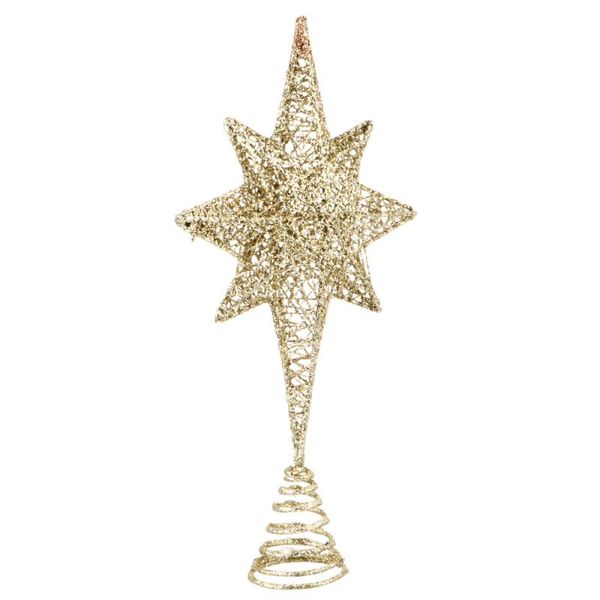 christmas decorations 1pc eight pointed star tree er party xmas ornament (golden)