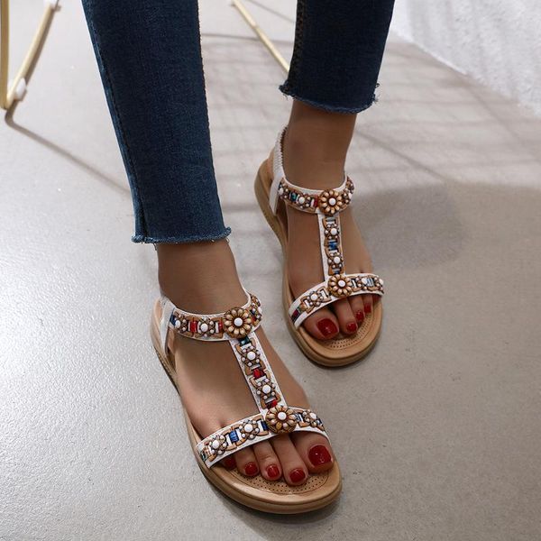 ethnic style gladiator flats sandals women summer arrival comfortable bohemia beaded roman beach shoes, Black
ethnic style gladiator flats sandals women summer arrival comfortable bohemia beaded roman beach shoes, Black